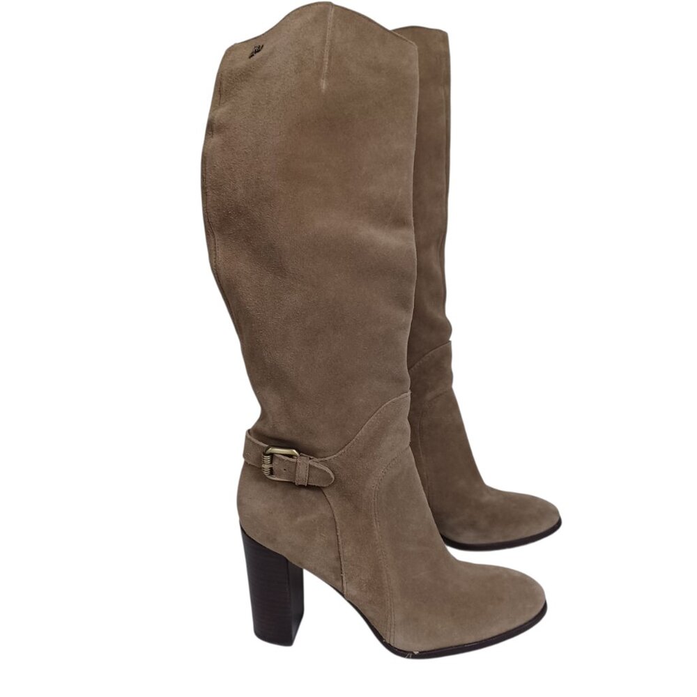 Sam Edelman Boots Womens US 7.5 Tan Suede Lucy Knee High Pull On Tall